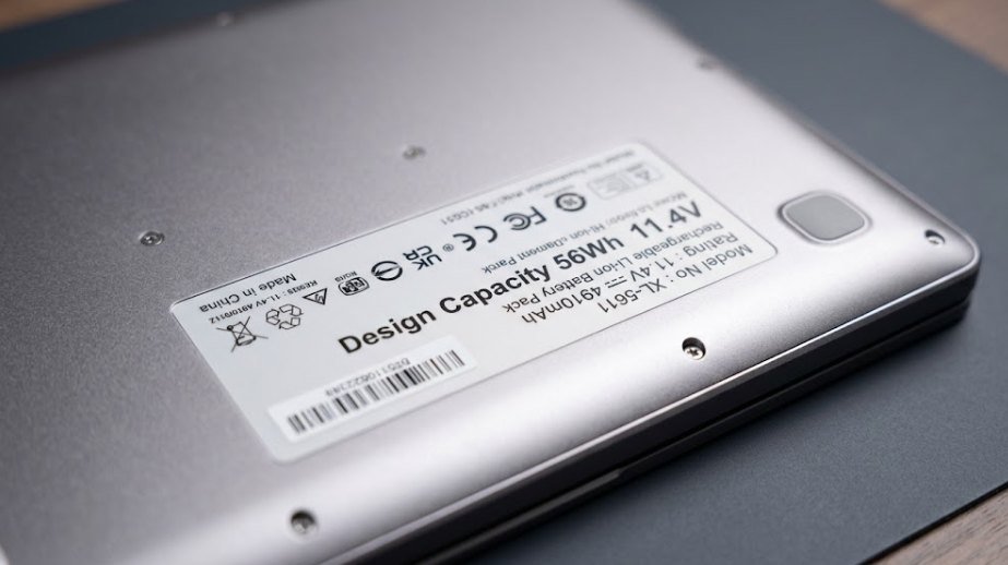 Laptop battery specification label