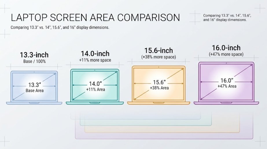 Screen diagonal measurement and display area diagram