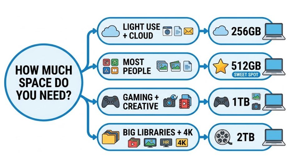 Storage size decision flowchart